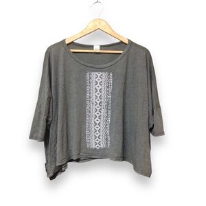 Soul Flower Gray Oversize Boxy Shirt Boho Yoga Festival Organic Cotton